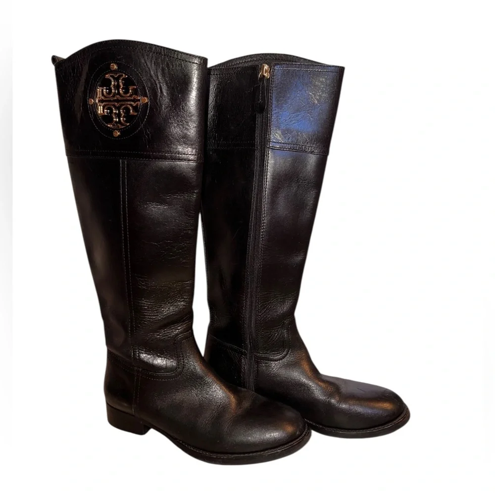 Tory Burch Kiernan Black Ridding Leather Boots size 6